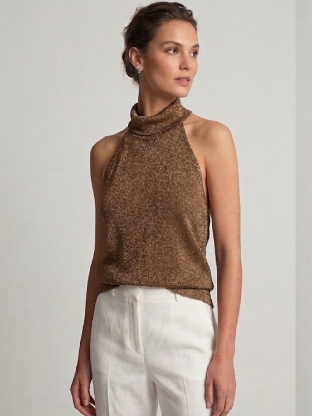 Metallic Brown Halter-Back Camisole